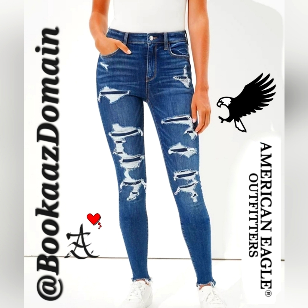 NEW American Eagle NE(X)T LEVEL Patched Super-High-Waisted Jeggings